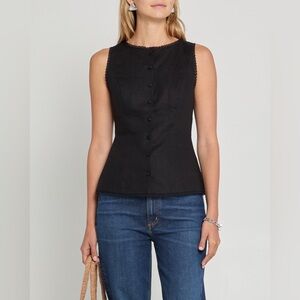 kourt‎ Micah Sleeveless 100% Linen Top - Size 0 - Black - NWT